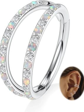 Double Nose Hoop Ring & Helix Earring Set - Surgical Steel Piercing Jewelry